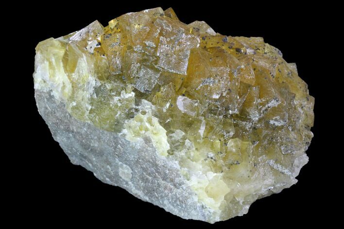 Yellow, Cubic Fluorite Crystal Cluster - Spain #98697